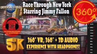 Race Through New York Starring Jimmy Fallon - Universal Studios Florida [5K 360° | 360° + 3D Audio]