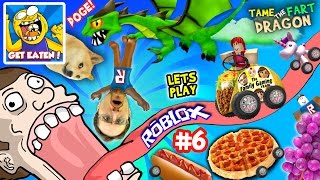 ROBLOX #6: GET EATEN...by DOGE? + Fart Dragon Taming! (Fast Food on Wheels is Yummy Nummy!)
