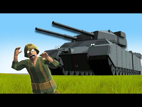 Battling a WW2 Land BATTLESHIP - Largest Tank in History in Ravenfield!