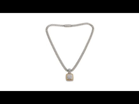 Emma Skye Square Crystal 2Tone Pendant w/Chain