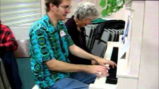 Mom and John: piano duet at church function, 2007