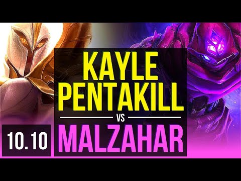 KAYLE vs MALZAHAR (MID) | Pentakill, 2 Triple Kills, KDA 15/0/5, Legendary | EUW Challenger | v10.10