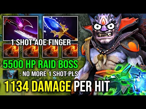 WTF 11Min Godlike 5500 HP Max Finger Stack 1134 Damage Per Hit 1 Shot AoE Mid Carry Lion Dota 2