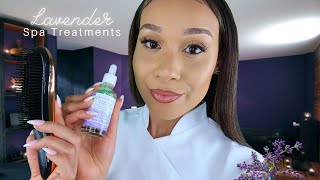 ASMR The Spa 🍃Lavender Spa Treatments🍃 Facial, Scalp Massage, Hair Bru