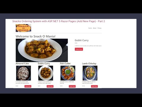 Snacks Ordering System with ASP NET 5 Razor Pages Add New Page Part 2
