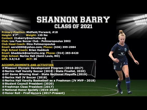 Shannon Barry - Soccer College Recruitment Video (Class of 2021)