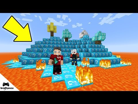 MİNECRAFT LAV DÜNYASI GİZLİ ELMAS ADASI ŞANS BLOKLARI SAVAŞI