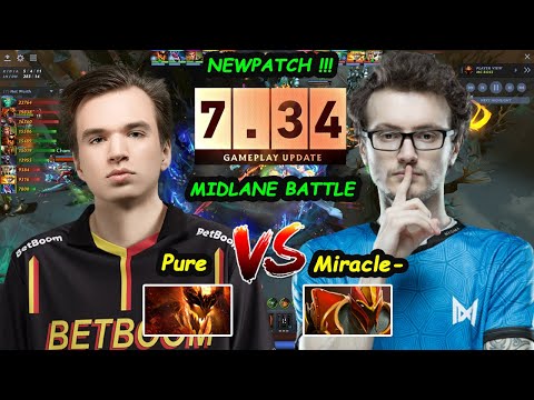 MIRACLE Dragon Knight MIDLANE vs Pure 13K MMR NEW PATCH UPDATE 7.34 Dota 2