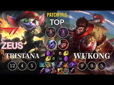 T1 Zeus Tristana vs Wukong Top - KR Patch 11.5