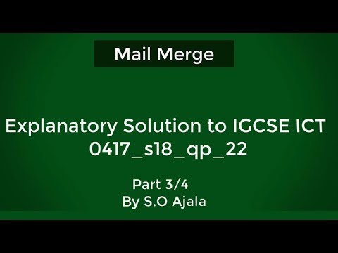 Explanatory Solution to May June Paper 22 Mail Merge