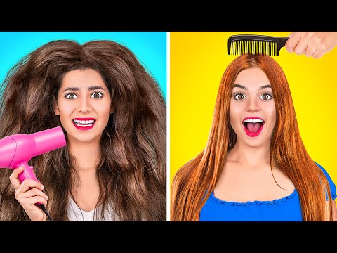 THICK HAIR VS THIN HAIR || Funny Girly Struggles and Relatable Situations by 123 GO! CHALLENGE