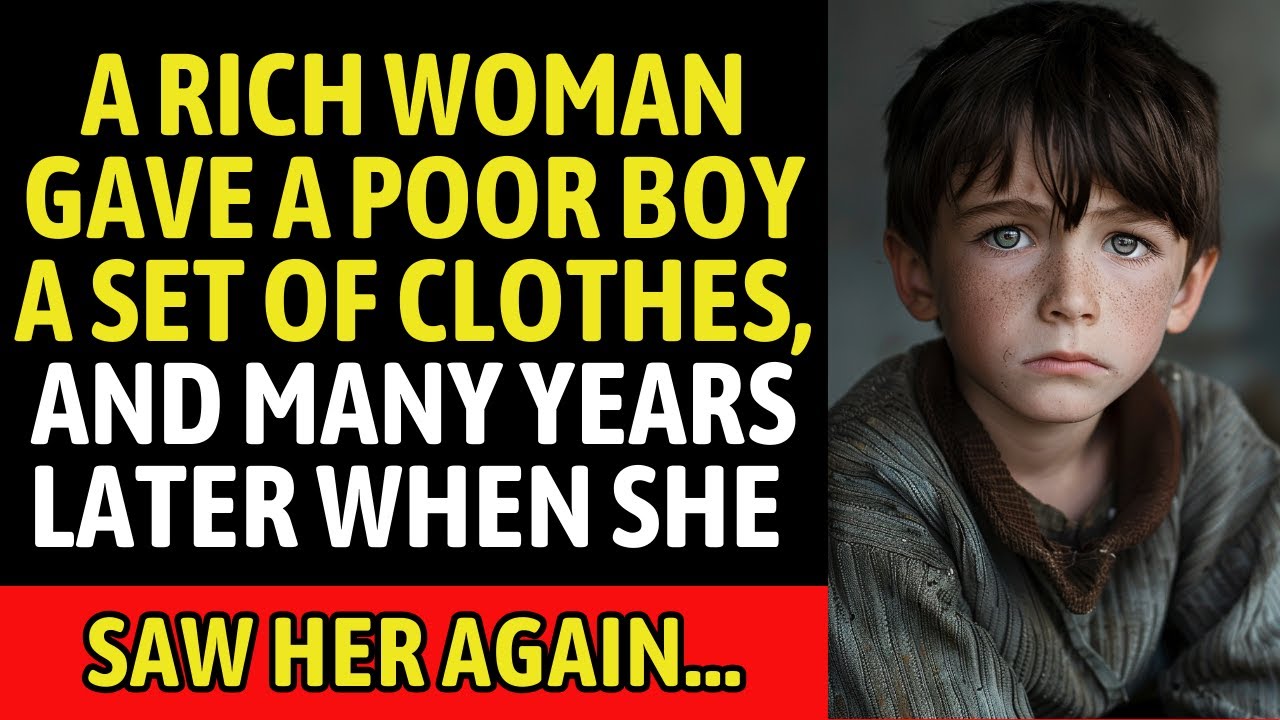 A rich woman gave a poor boy a set of clothes, and many years later when she saw her again...