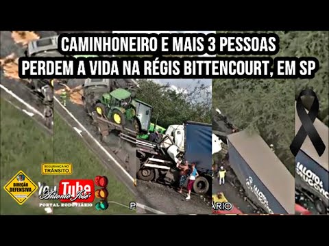 Caminhoneiro e mais 3 pessoas perdem a vida após acidente entre carretas e carro na Régis em SP