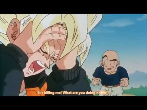 Krillin throws a rock at Goku [Japanese]