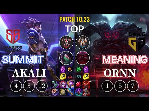 SB Summit Akali vs GEN Meaning Ornn Top - KR Patch 10.23