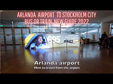 Aeroporto de Arlanda, Suécia. Viajar para a cidade de Estocolmo, encontrar transporte Ônibus 50 min ou trem 18 min