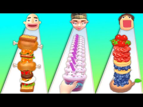 SANDWICH RUNNER vs COFFEE STACK vs PANCAKE RUN - Triple Gameplay New Levels Android / ios