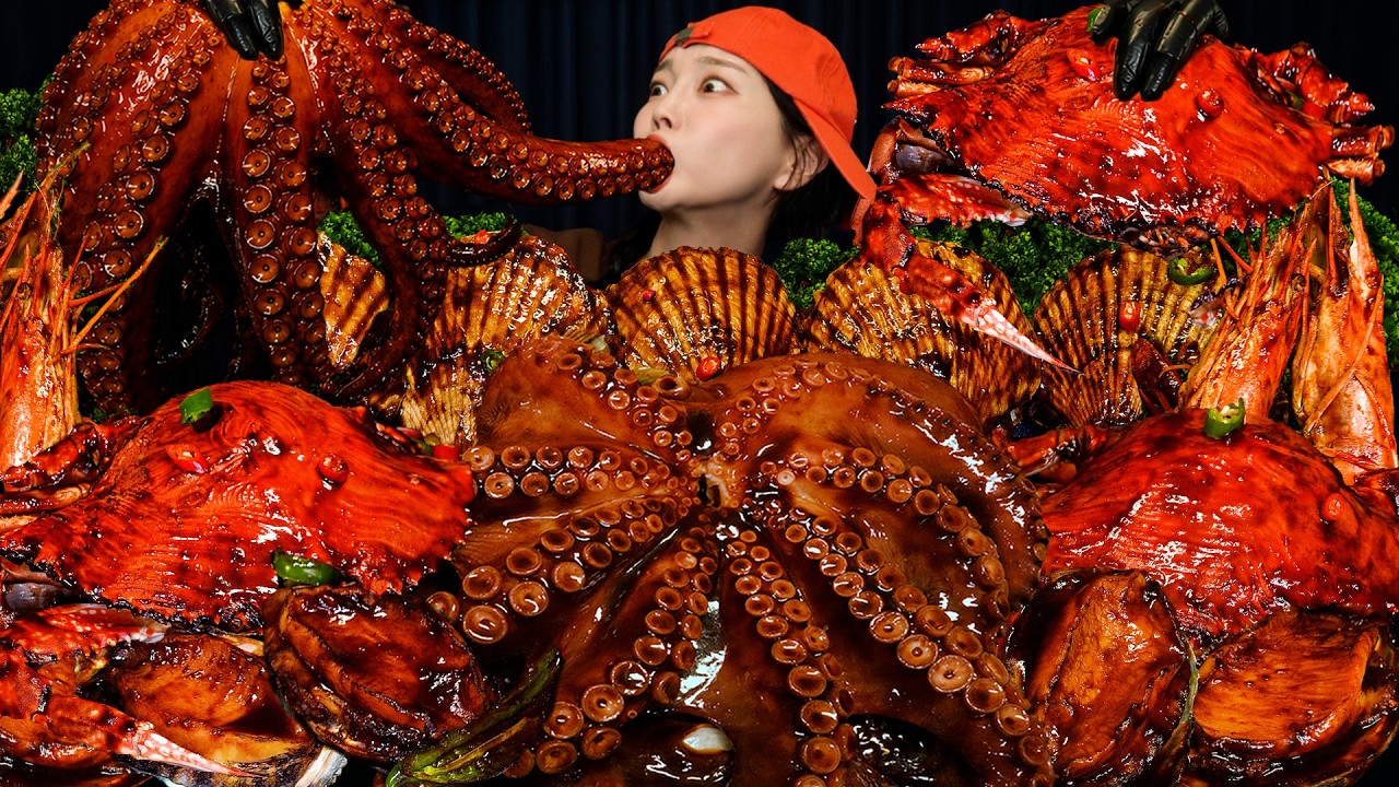 대왕 문어 🐙 짜장 해물찜 먹방 레시피 ✨ Jjajang Octopus Crab Seafood Mukbang ASMR Ssoyoung