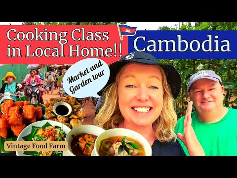 CAMBODIA 🇰🇭 Local Home Cooking Class! 🍜🥣🍲🥭🥥😋