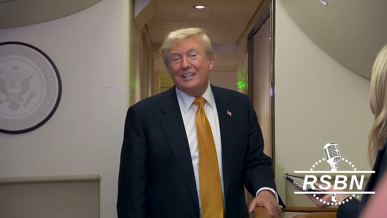 FULL EVENT: President Trump Holds a Press Gaggle on AF1 After Nato Summit - 07/08/26