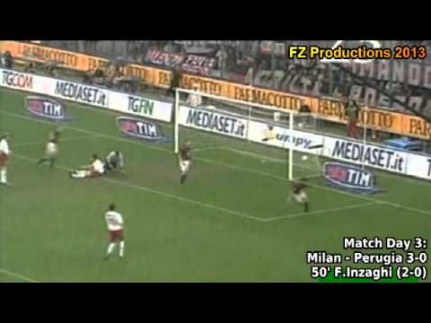 Serie A 2002-2003, day 3 Milan - Perugia 3-0 (F.Inzaghi goal)