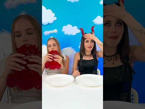 Angel vs Demon! 😇😈 Angel Won the Gummy Bear! 🏆🐻🍬