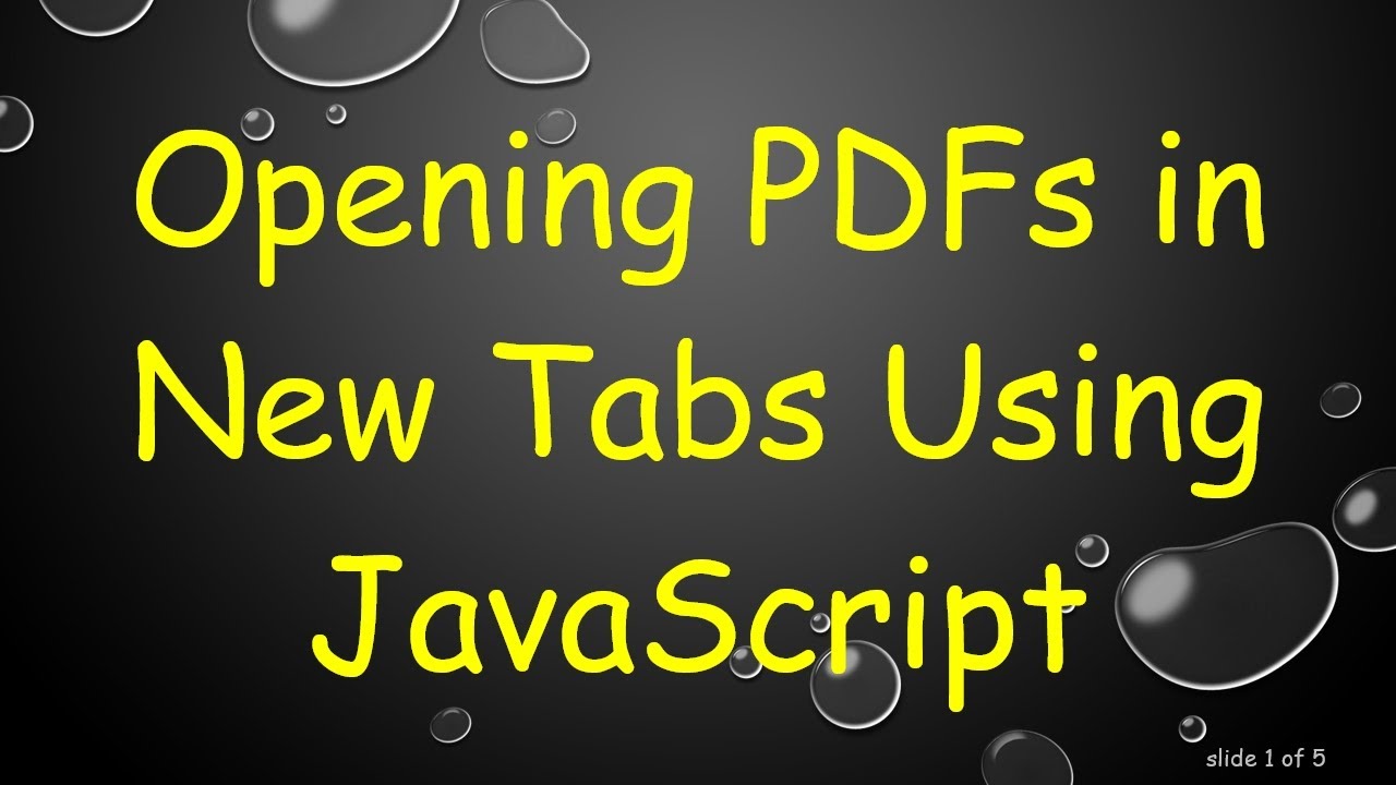 Opening PDFs in New Tabs Using JavaScript