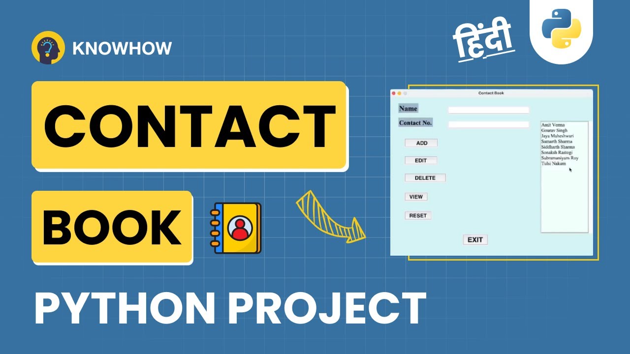 Create Contact Book App using Python in Hindi | Step-by-step Tutorial | Python Project