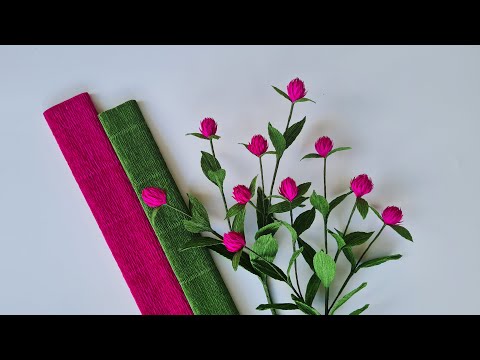 How To Make Gomphrena Globosa Flower From Crepe Paper  / Paper Flower / Góc nhỏ Handmade