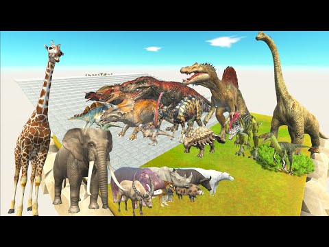 Speed Race Dinosaurs vs Animals Jurassic World Evolution - Animal Revolt Battle Simulator