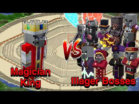 100 Hundred Plus - Minecraft |Mobs Battle| Magician King (Boss And Magic) VS Illager Bosses
