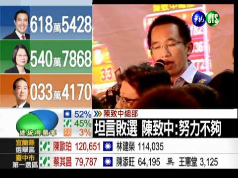 坦承敗選 陳致中發表感言