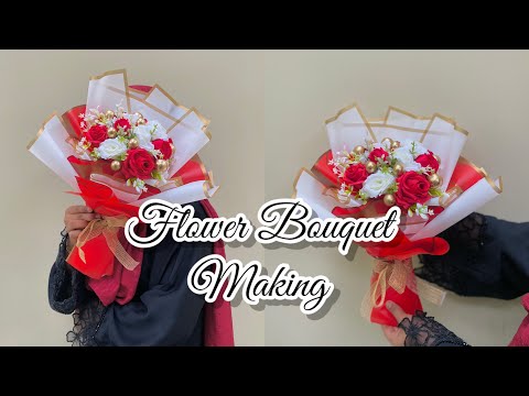 Flower Bouquet Making | full tutorial | bouquet | gift ideas | in Malayalam | mubi irshu art