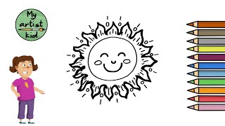 Learn How to Draw the Sun - Easy drawing, painting and coloring for kids