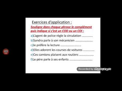 COD et COI : Exercice d'application