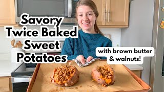Savory Twice Baked Sweet Potatoes | PERFECT THANKSGIVING SIDE!