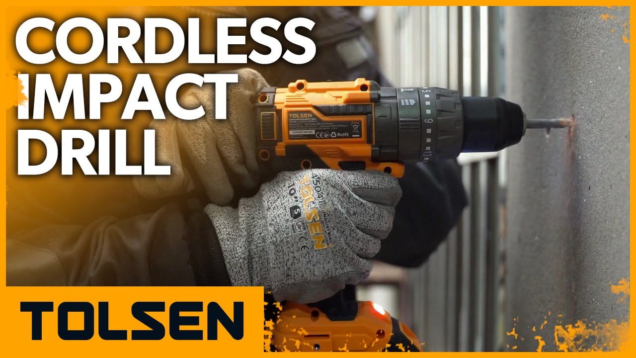 TOLSEN 20V Brushless Cordless Impact Drill with 2x 2.0Ah Batteries and 1 Fast Charger