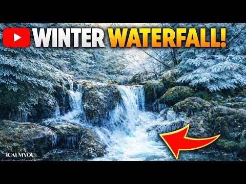 4K HDR Snowy Stream - Winter Forest Scenery & Brook Sounds - Snowfall & Flowing Water - Relax Sleep