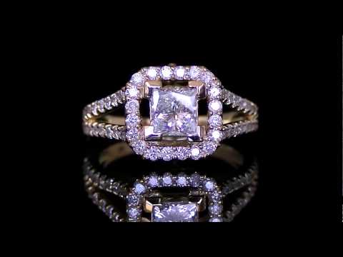 1.45 CTW SI2 G PRINCESS CUT DIAMOND HALO ENGAGEMENT RING IN 14K YELLOW GOLD