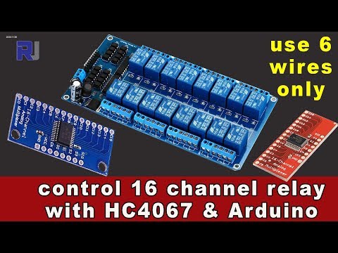 Home Automation: Control 16 channel relay with CD74HC4067 Multiplexer and Arduino with 6 wires RJT14