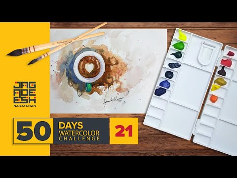 #21 Art Challenge Easy Watercolor painting for beginners/how to paint coffee cup with watercolor