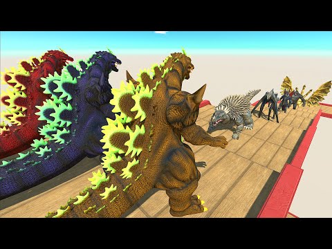 Colored Super Godzilla Death Fall vs Ghidorah - Animal Revolt Battle Simulator