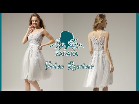 V-neck Silver Aline Lace Prom Homecoming Dress | ZAPAKA