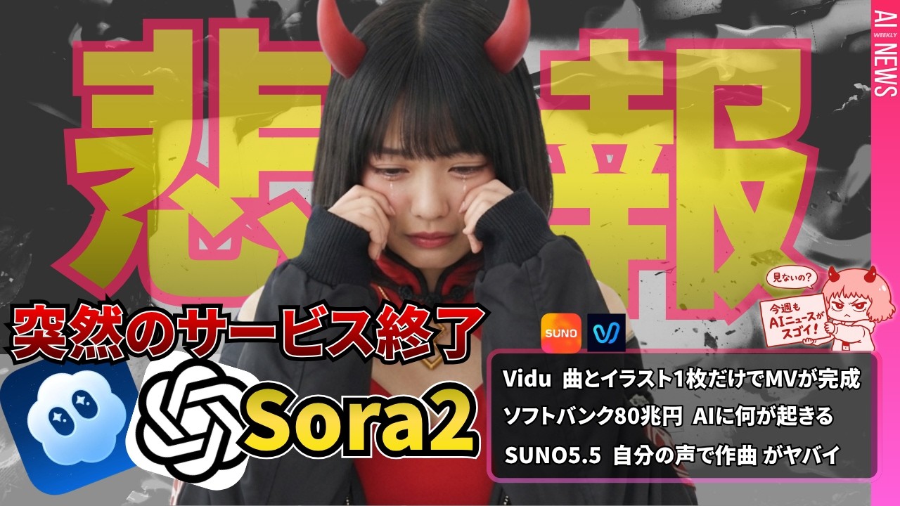 Sora 4月に終了＆Suno  V5.5他 音楽AI神アプデ3連発！MVも一発生成の時代に！｜Suno V5.5 / Google Lyria 3 Pro /Vidu【AIニュース】