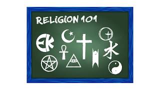 Video thumbnail of, "Does Religion Belong in Public Schools?". Graphic illustration of chalkboard with religious symbols.