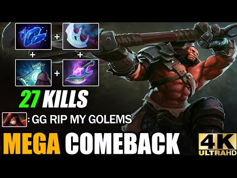New 7.29 Cancer Axe Carry Build Manta + Abyssal Blade VS Mega Creeps - Epic Comeback Dota 2