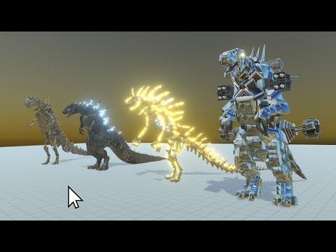 Godzilla vs MechaGodzilla vs Burning Godzilla vs Skeleton Godzilla  - Animal Revolt Battle Simulator