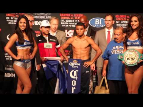 ROMAN GONZALEZ 'CHOCOLATITO' v BRIAN VILORIA - OFFICIAL WEIGH IN & FACE OFF VIDEO @ MSG, NEW YORK