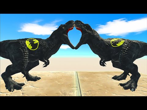 BATMAN T-REX vs BATMAN T-REX DEATH FALL - Animal Revolt Battle Simulator