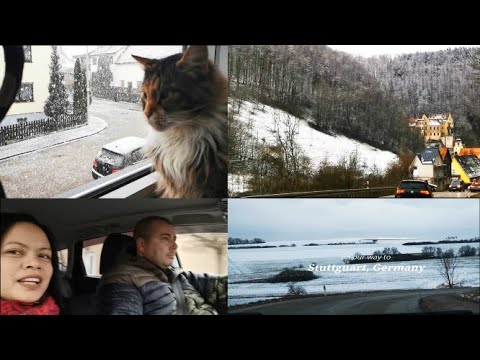 First Snow of 2020 | beautiful view on our way to Stuttgart, Germany